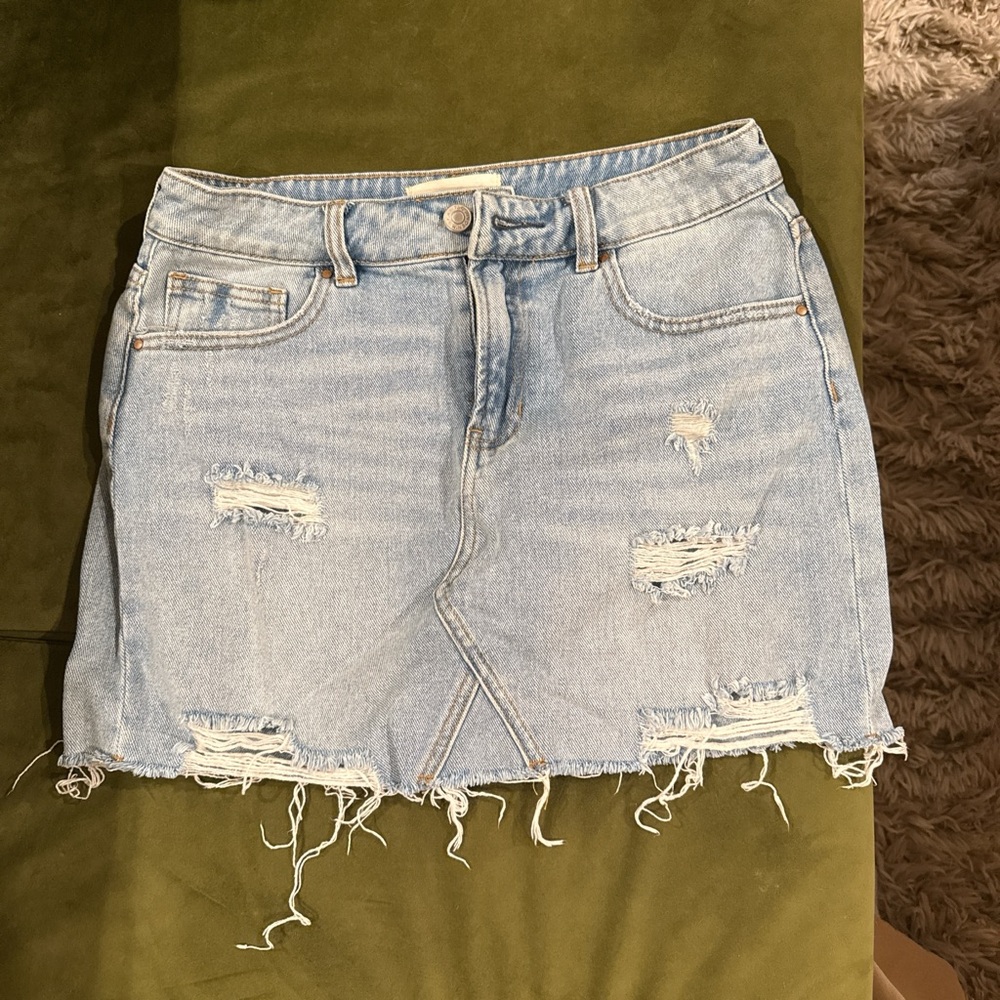 PacSun Light Blue Distressed Mini Skirt